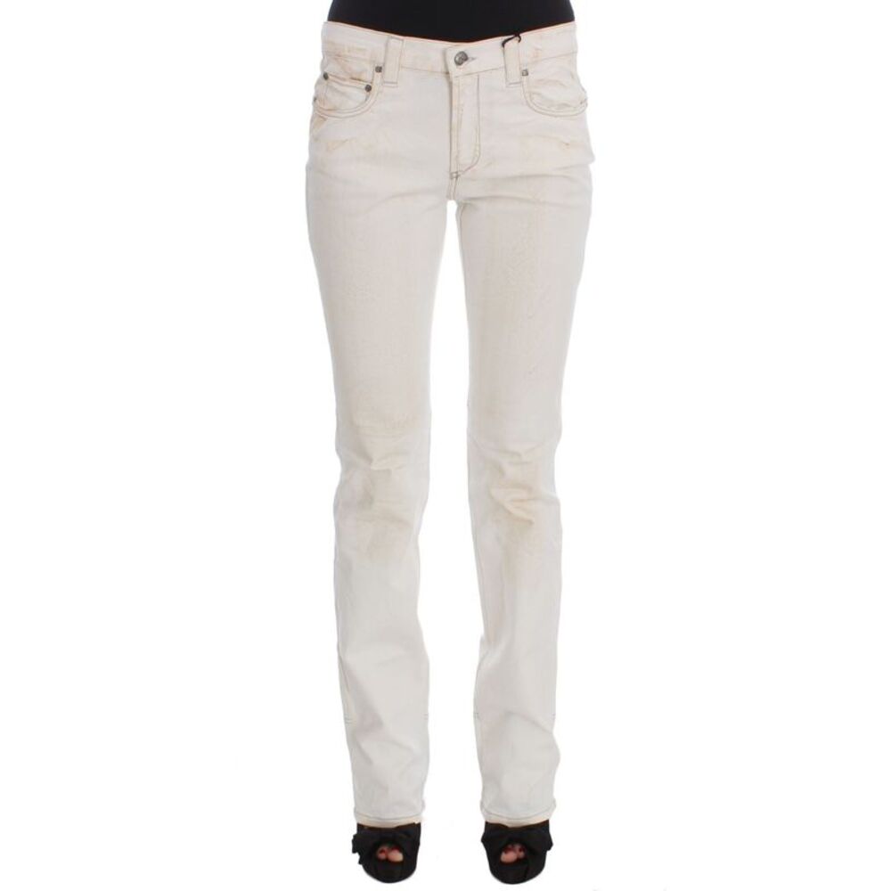 Costume National Chic White Slim Fit Designer Women's Jeans